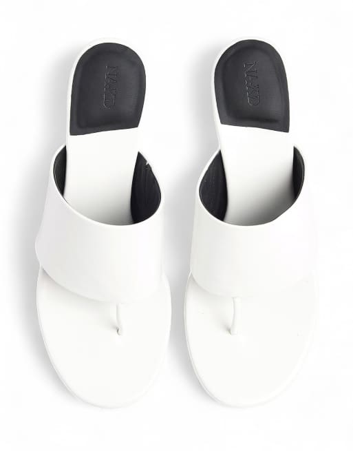 NA-KD Wide strap heels in white, 3 of 5