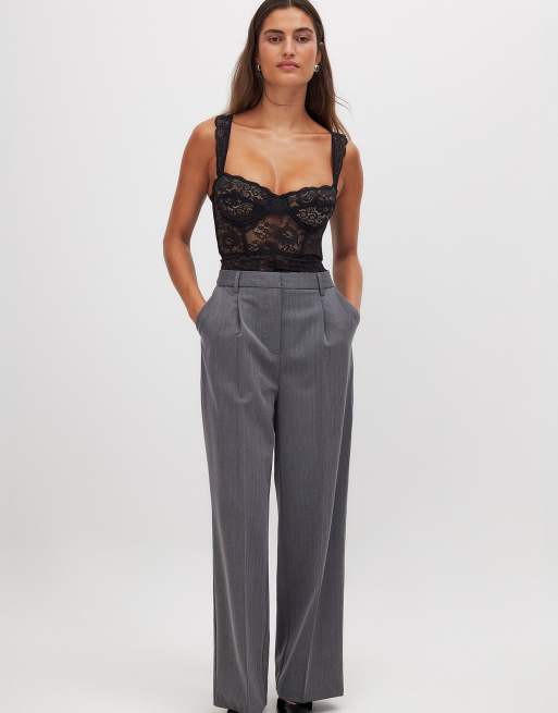 NA-KD Wide strap lace cup corset in black, 3 of 5
