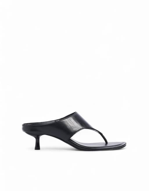 NA-KD Wide strap leather heels in black, 2 of 5
