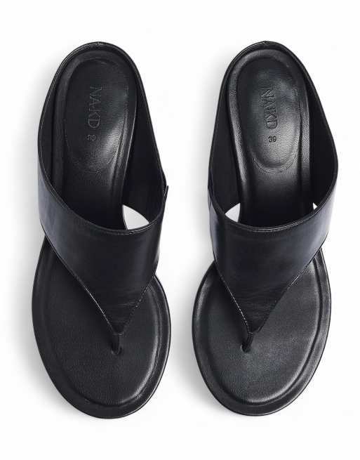 NA-KD Wide strap leather heels in black, 4 of 5