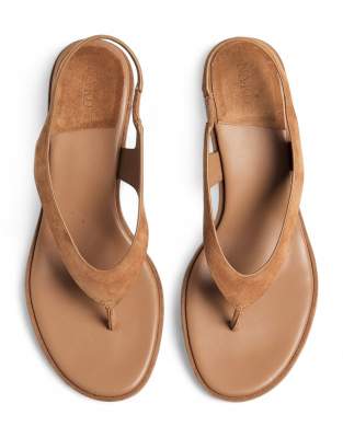 Wildleder-Absatzschuhe in Hellbraun mit Fersenriemen Braun 37