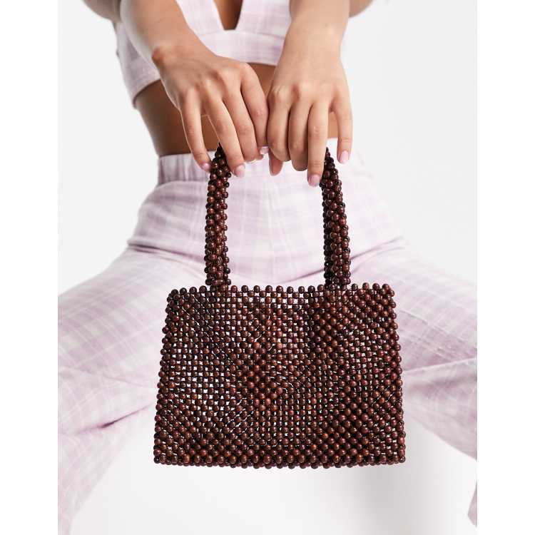 NA KD wooden bead bag in brown