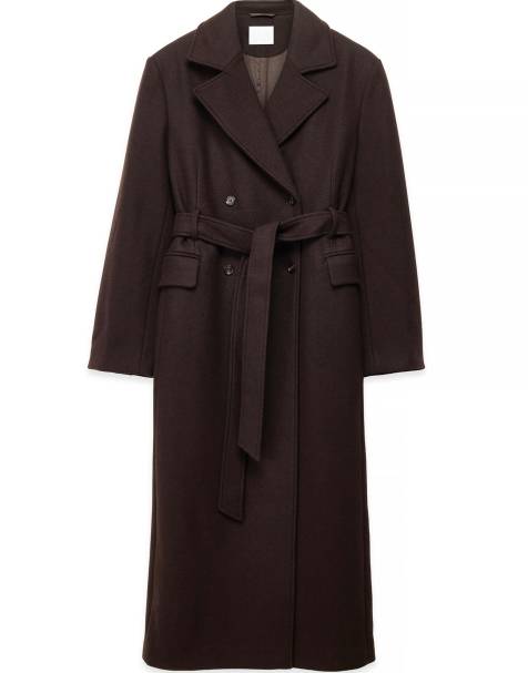 NA-KD Wool blend belted coat in brown - view 1