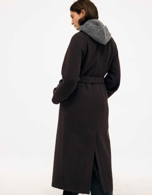 NA-KD Wool blend belted oversized coat in brown, 3 of 5
