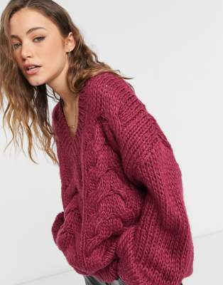 wool blend cable knit sweater