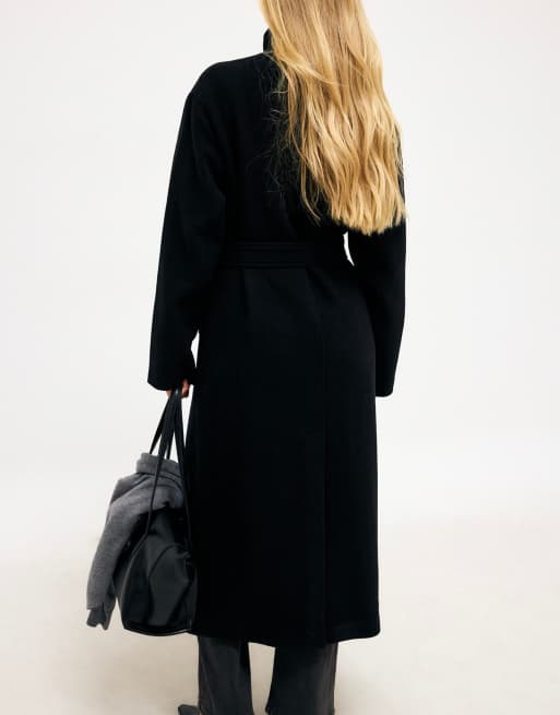 NA-KD Wool blend high neck coat in black, 2 of 5