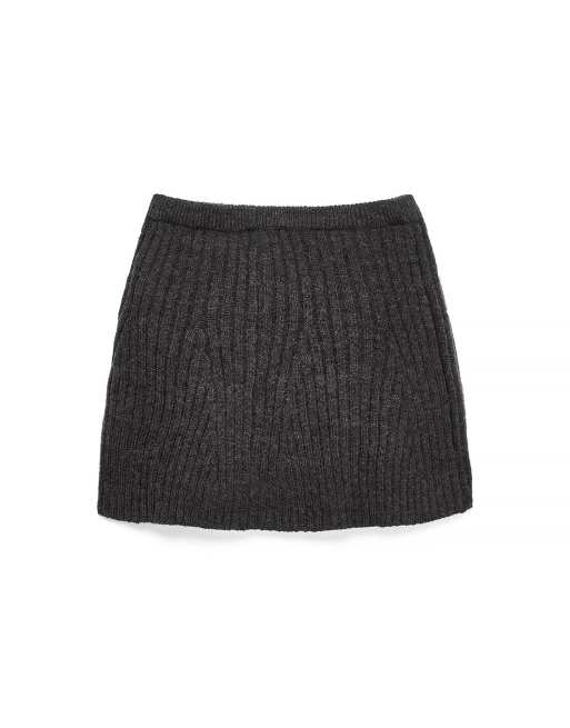 NA-KD Wool blend knitted mini skirt in dark grey melange, 5 of 5