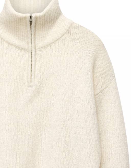 NA-KD Wool blend zipper sweater in offwhite, 5 of 5