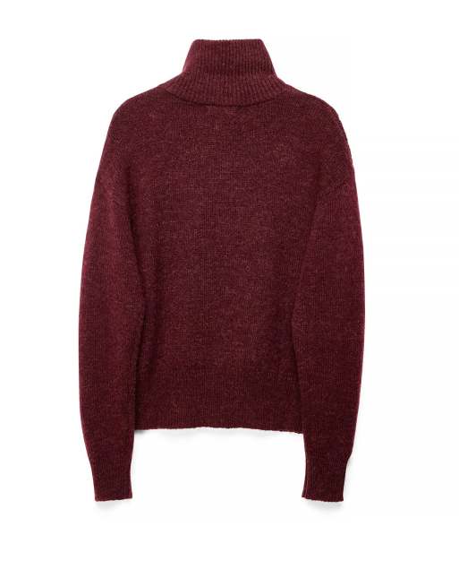 NA-KD Wool blend zipper sweater in wine red, 5 of 5