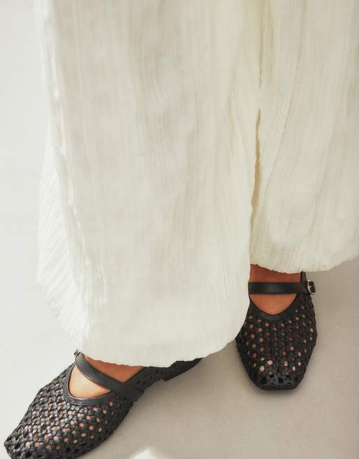NA-KD Woven leather ballerinas in black, 2 of 5