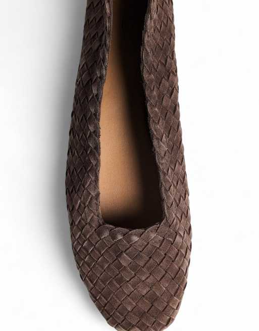 NA-KD Woven suede ballerinas in brown, 4 of 5