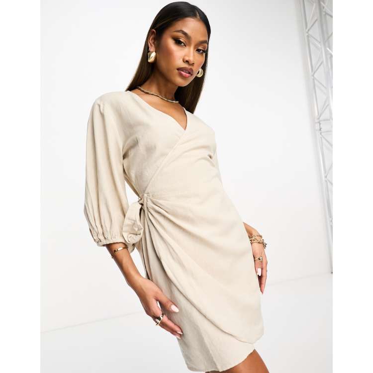 Beige shop wrap dress