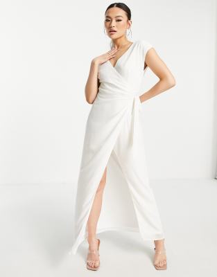 NA-KD wrap maxi dress in white