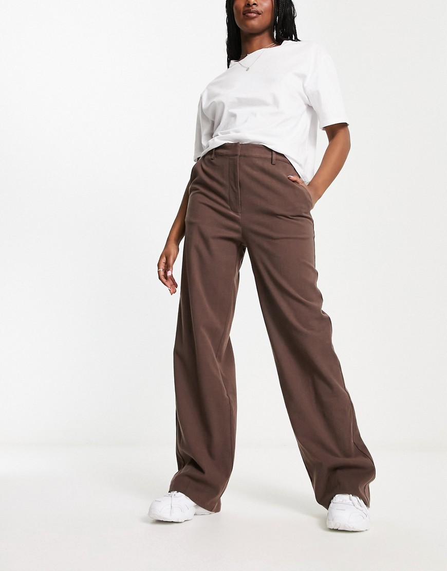 NA-KD x Annijor high waisted tailored pants in brown - part of a set