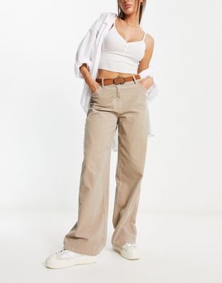 NA-KD x Annijor oversized corduroy trousers in beige - ASOS Price Checker