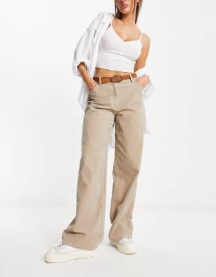 NA-KD x Annijor oversized corduroy trousers in beige - ASOS Price Checker