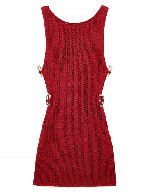 NA-KD x Audrey Afonso gehäkeltes Mini-Strickkleid in Rot, 5 von 5