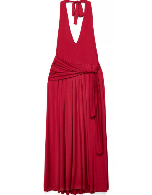 NA-KD x Audrey Afonso Jersey open back maxi dress in red, 5 of 5