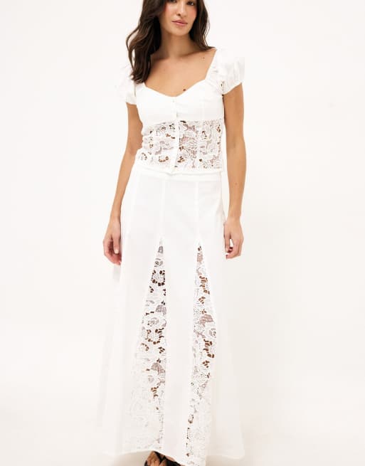 NA-KD x Audrey Afonso Lace detail top in white, 4 of 5