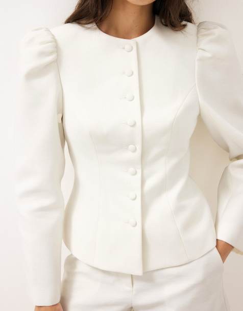 NA-KD x Audrey Afonso Mid waist shorts in white - view 1