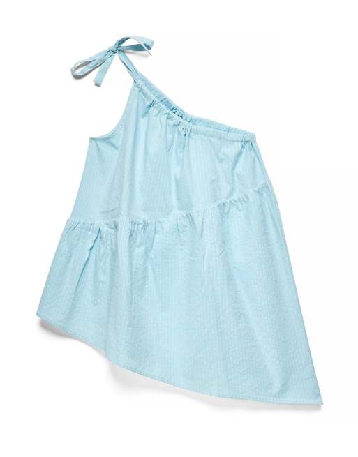 NA-KD x Charlotte Olivia Asymmetric one shoulder top in light blue, 4 of 5