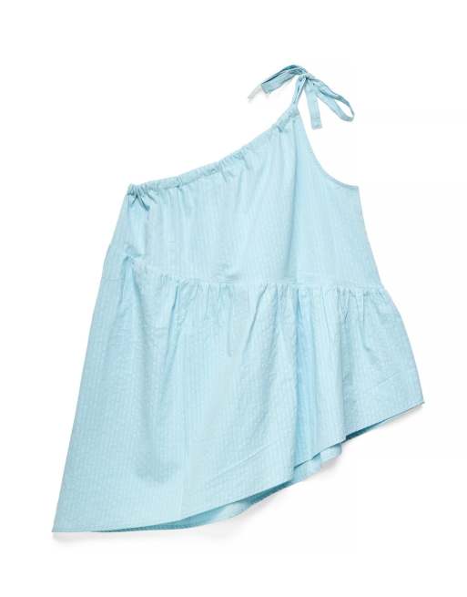 NA-KD x Charlotte Olivia Asymmetric one shoulder top in light blue, 5 of 5
