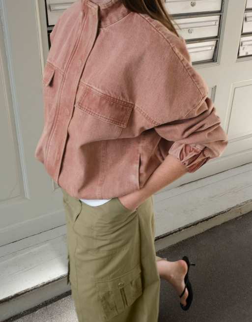 NA-KD x Charlotte Olivia Cropped twill jacket in mauve, 3 of 5