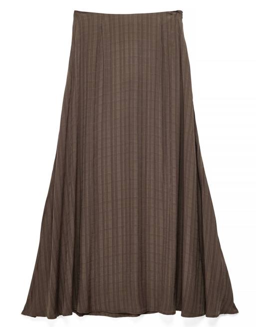 NA-KD x Charlotte Olivia jupe longue à carreaux taille mi-haute marron, 4 de 5