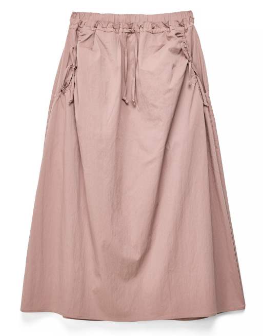 NA-KD x Charlotte Olivia Maxirock mit Kordelzugdetail in Mauve, 4 von 5