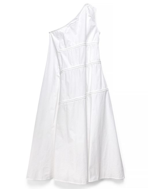 NA-KD x Charlotte Olivia One shoulder cotton maxi dress in offwhite, 5 of 5