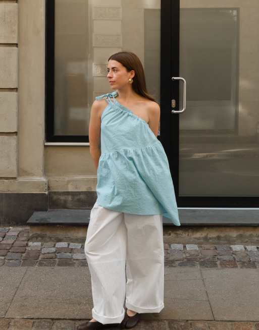 NA-KD x Charlotte Olivia pantalon large à cordon de serrage blanc, 3 de 5