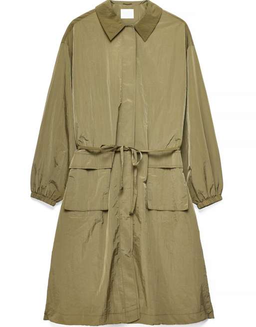 NA-KD x Charlotte Olivia Pocket detail trenchcoat in khaki green, 5 of 5