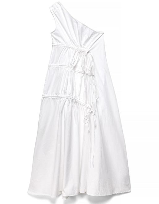 NA-KD x Charlotte Olivia robe longue en coton asymétrique écru, 4 de 5