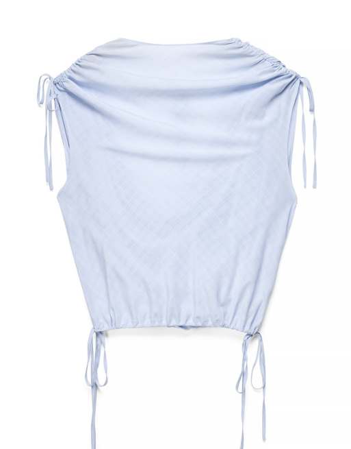 NA-KD x Charlotte Olivia Top with drawstring detail in blue, 4 of 5