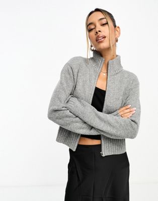 NA-KD x Chloe Monchamp zip up sweater in grey - ASOS Price Checker