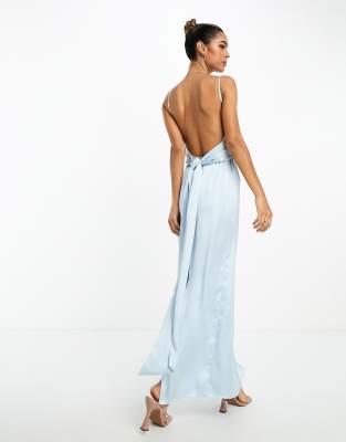 Donkerblauwe Strapless Maxi Jurk met Hals Sjaal