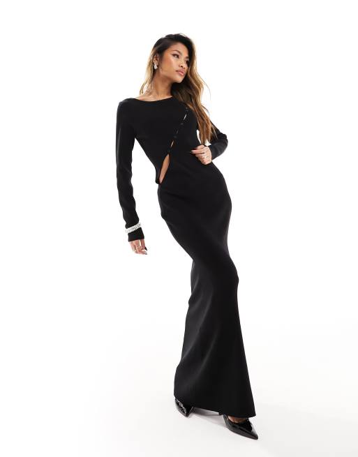 NA KD x Claire Rose Robe longue d coupe Noir