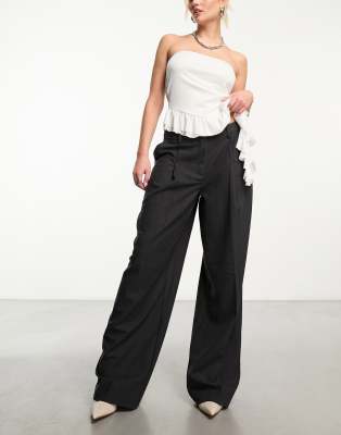 NA-KD x Claire Rose wool blend trousers in grey