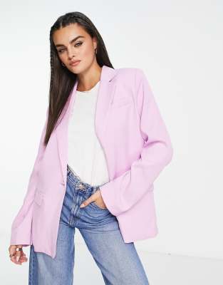 NA-KD X co-ord oversized blazer in pink