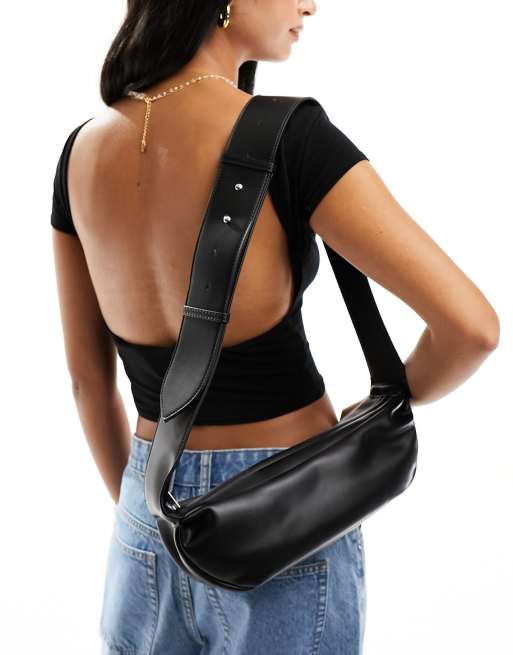 NA-KD Basic Wide Strap Crossbody Bag in Black