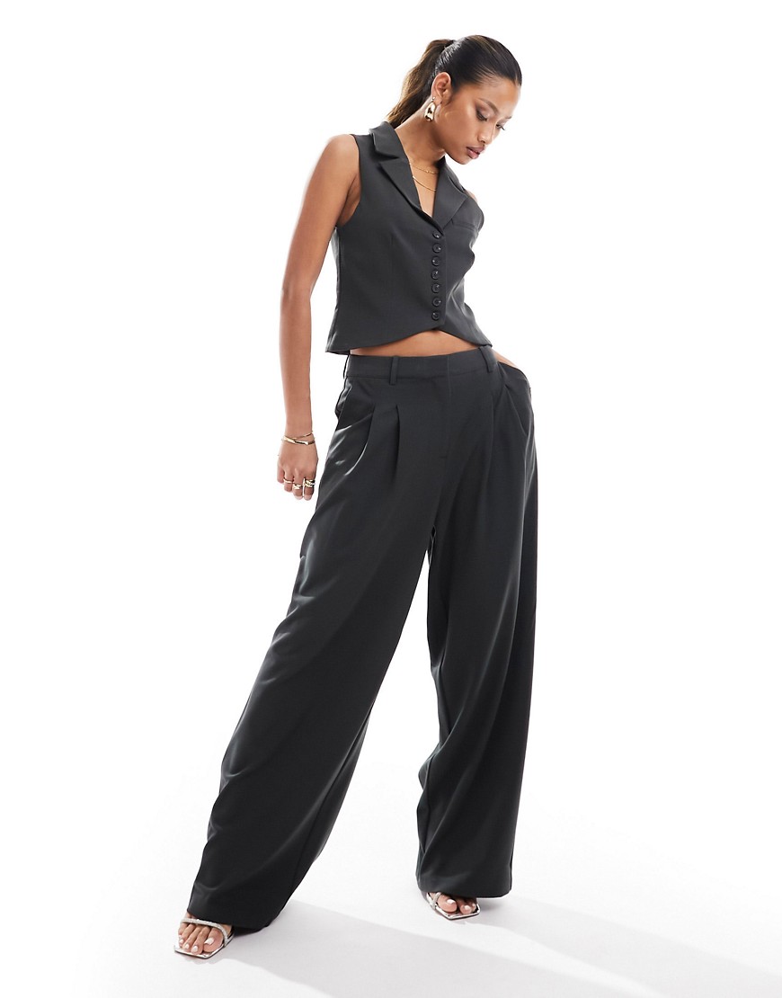 x Durnels relaxed fit tailored pants in gray - part of a set-Black