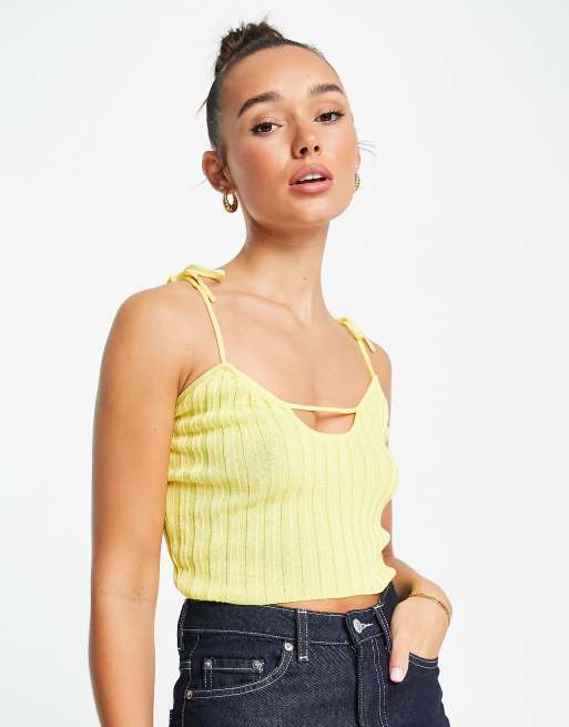 NA KD x Elin Warnqvist ribbed crop top in yellow