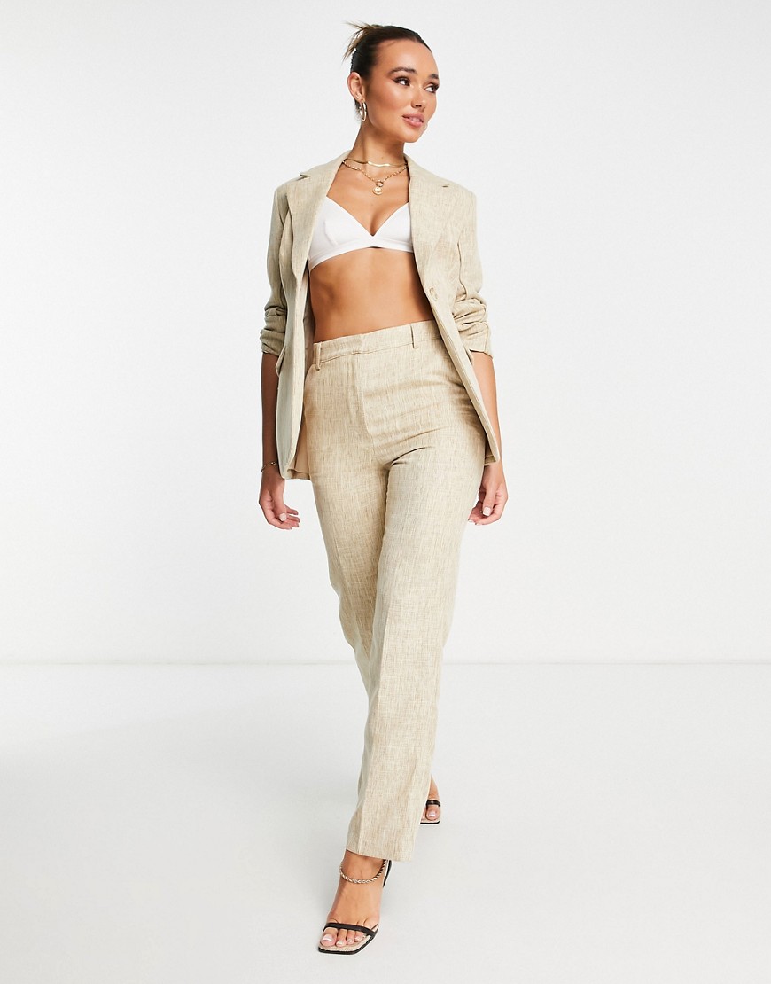 NA-KD X Femmeblk tailored pants in beige - part of a set-Neutral