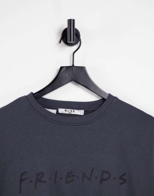 NA KD X Friends cotton oversized sweatshirt in dark gray GRAY