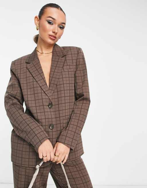 Blazer femme carreaux discount marron