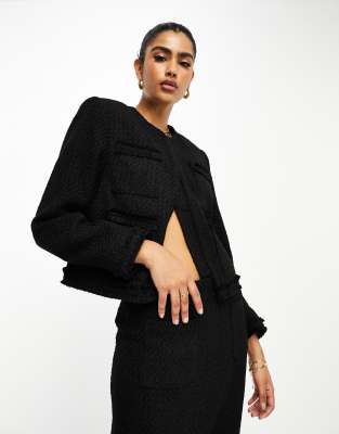 NA-KD NA-KD x Hanna Schonberg co-ord tweed jacket in black
