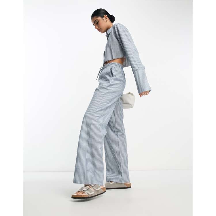 NA-KD x Hanna Schonberg drawstring pants in blue stripe - part of a set