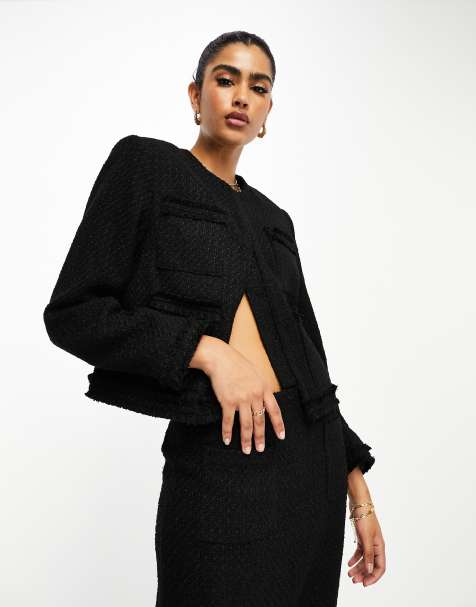 NA-KD x Hanna Schonberg - Giacca in tweed nera in coordinato - view 1