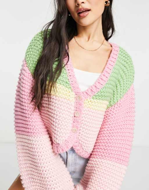 NA KD X Ida Zeile oversized chunky cardigan in multi