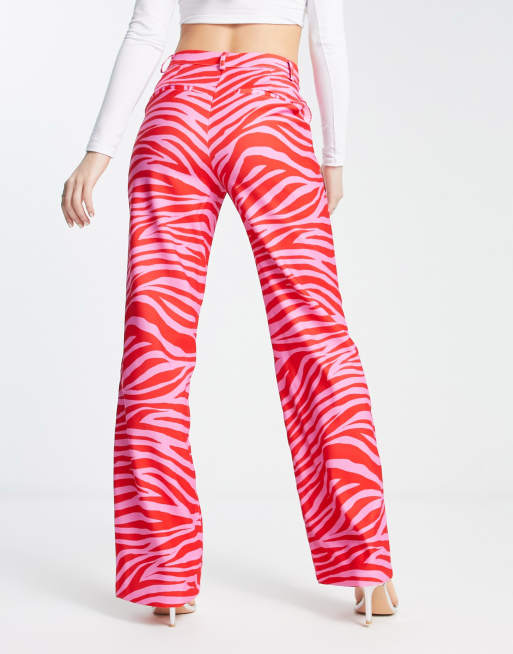 NA-KD x Janka Polliana high waist tailored pants in pink zebra - part of a  set